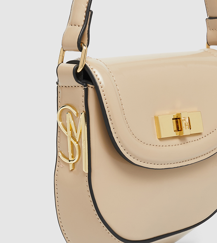 Solid Flap Twist-Lock Shoulder Bag