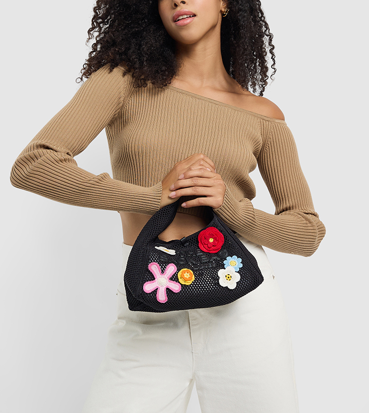Appliqued Mini Hobo Bag