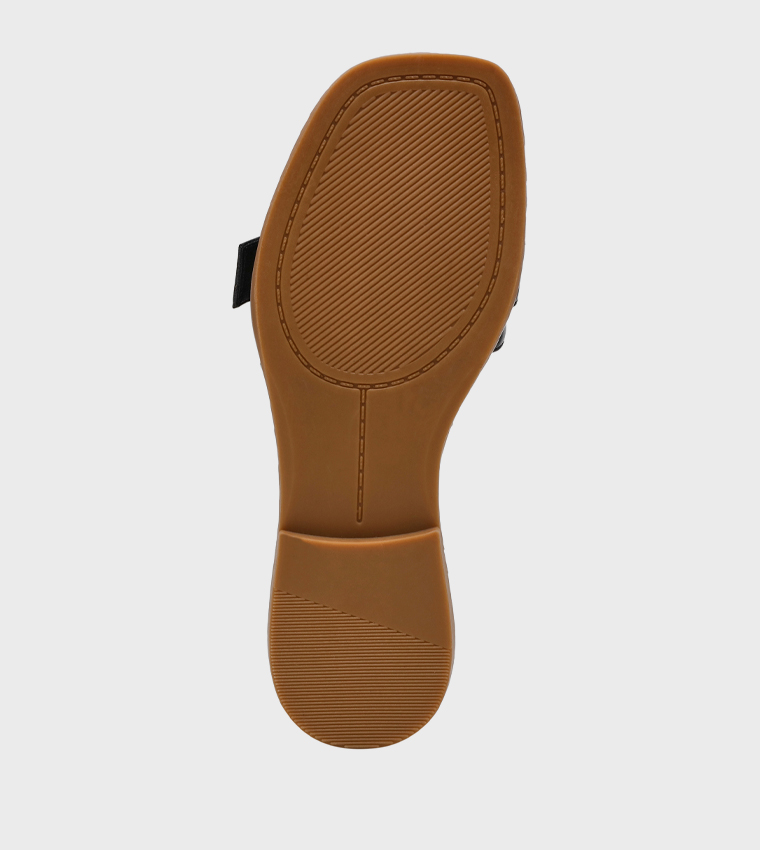 آن كلاين  الصنادل المسطحة - أسود Flat Sandals
