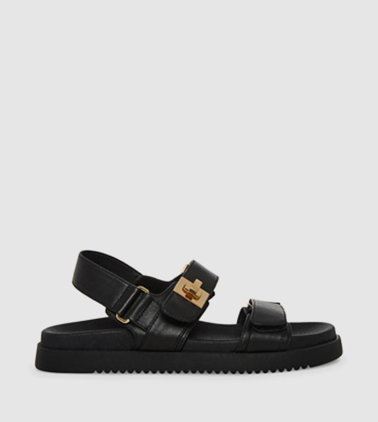 ستيف مادن  الصنادل المسطحة - أسود Flat Sandals