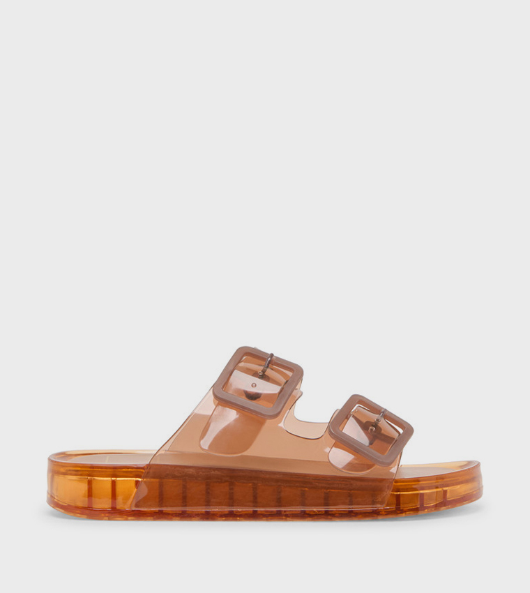 JULIO Double Buckle Strap Flat Sandals