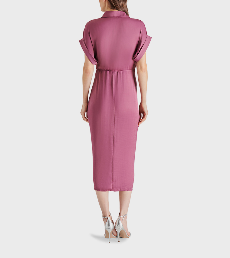 TORI Belted Short Sleeves Midi Dress