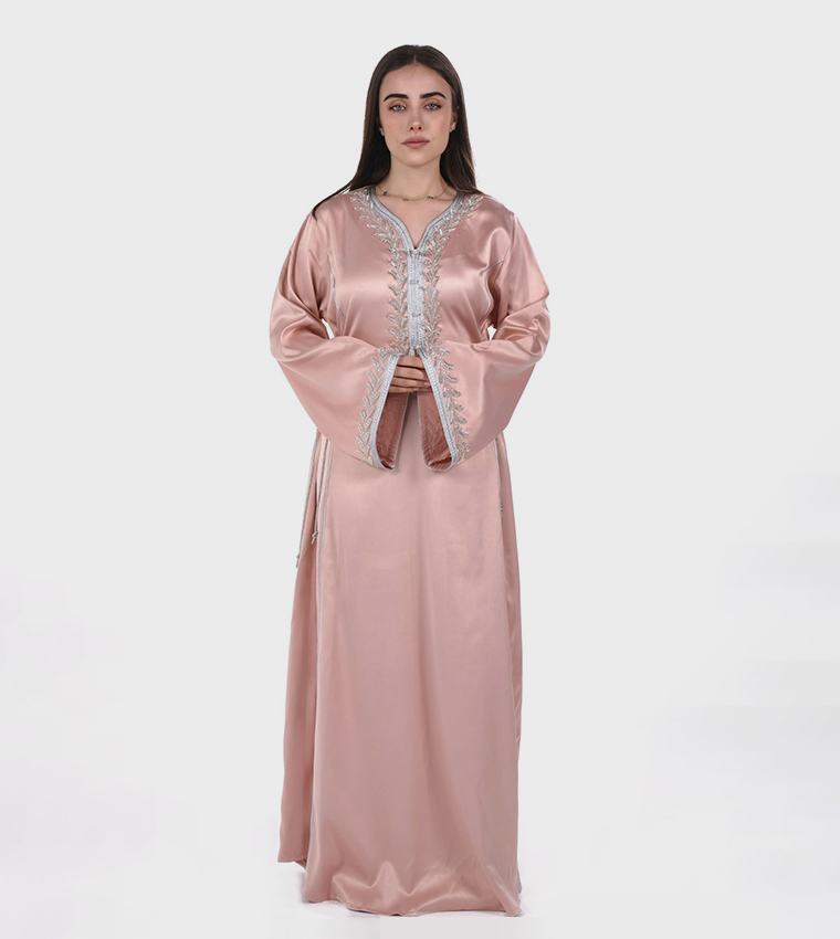 Embellished Satin Jalabiya