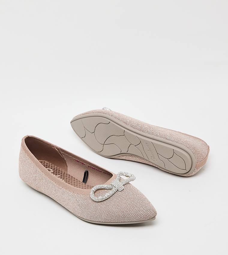 CLEO POINT Brooch Detail Knitted Slip-on Shoes