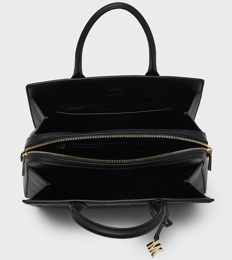 LAILA Textured Zip Closure Satchel Bag