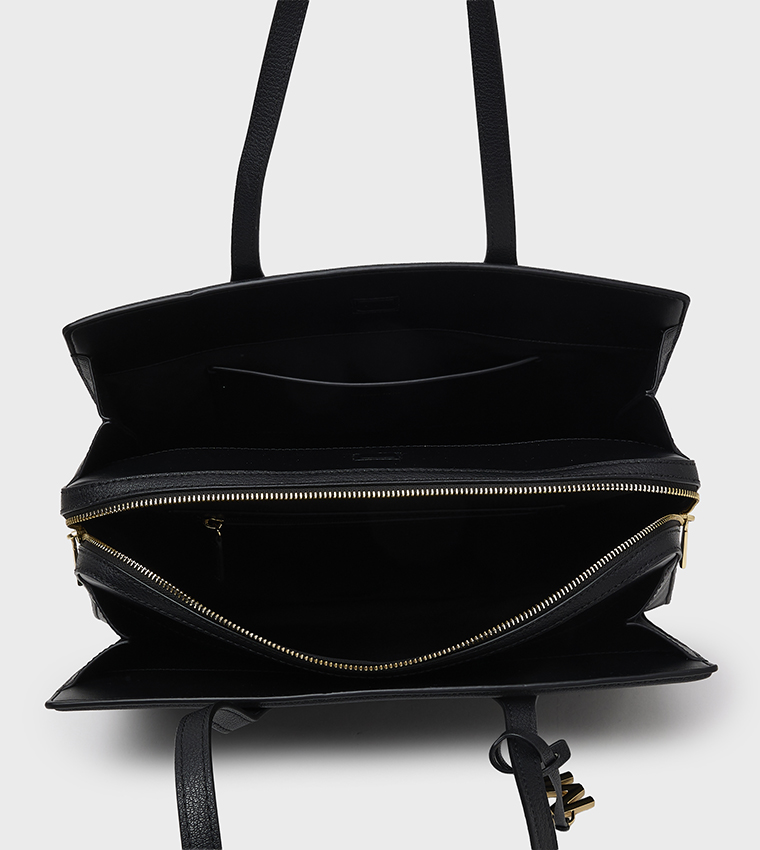 LAILA Textured Zip Closure Shoulder Bag