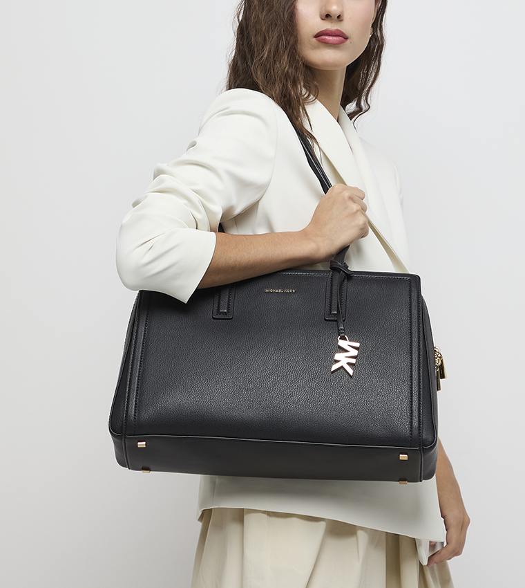 LAILA Textured Zip Closure Shoulder Bag