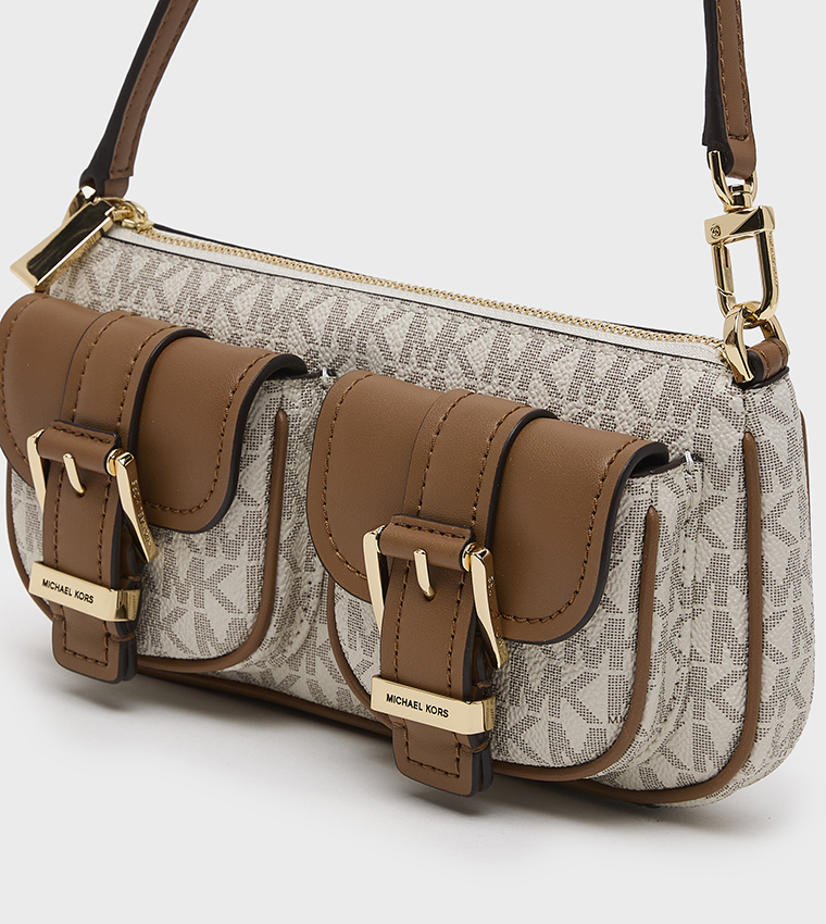 ZOE Monogram Patterned Front Pocket Shoulder Bag