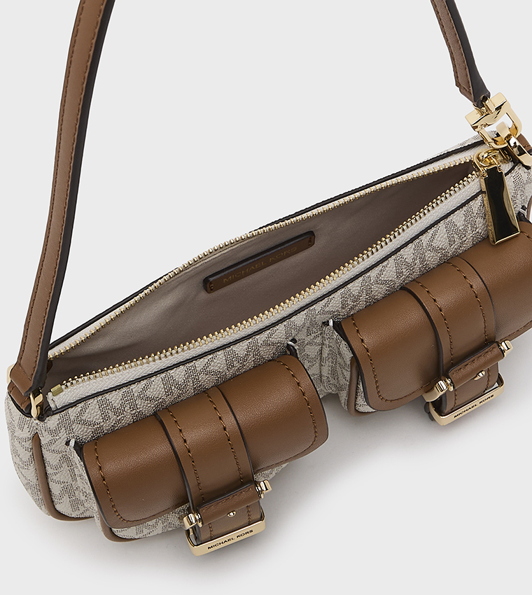 ZOE Monogram Patterned Front Pocket Shoulder Bag