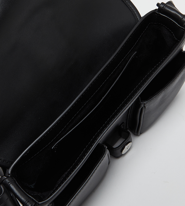 Buckle Detail Flap Shoulder Bag