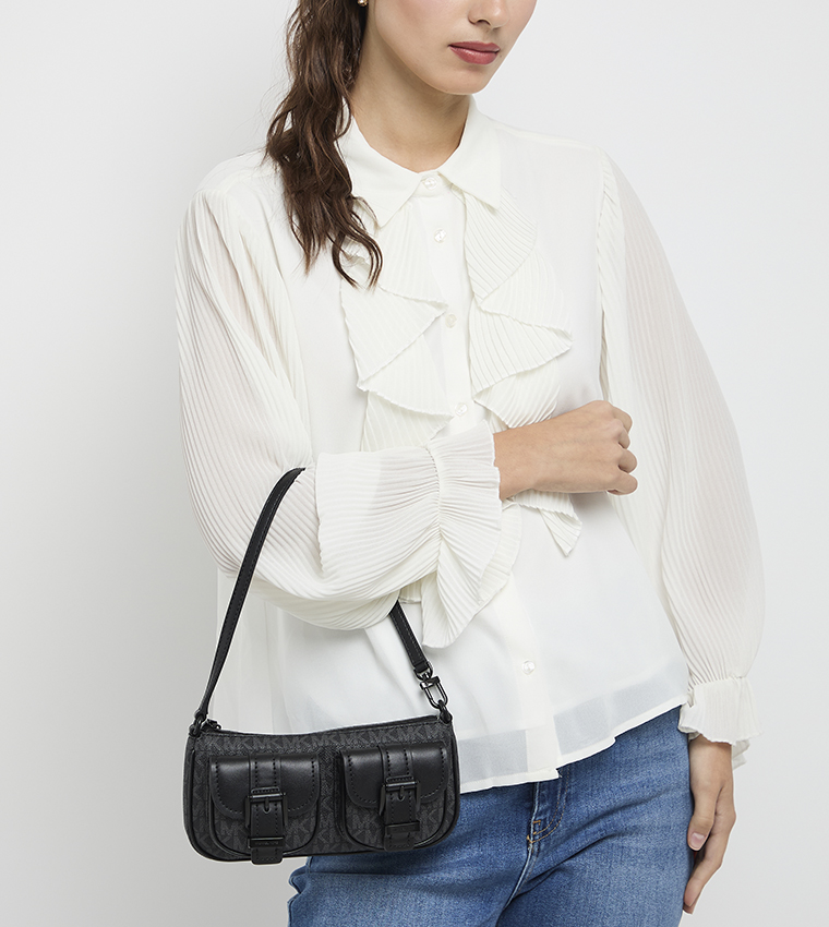 ZOE Monogram Patterned Front Pocket Shoulder Bag