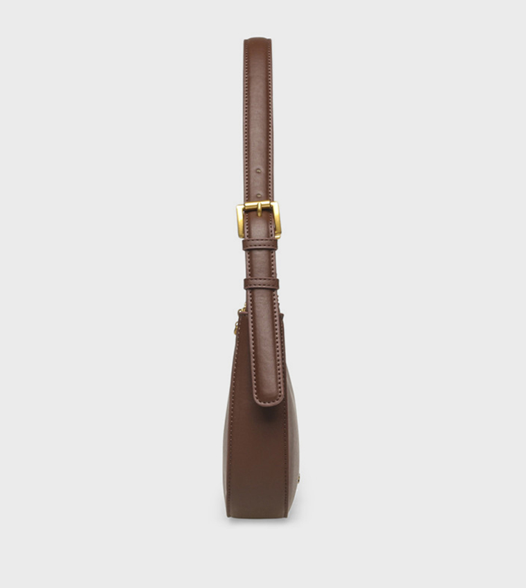 Solid Zippered Shoulder Bag