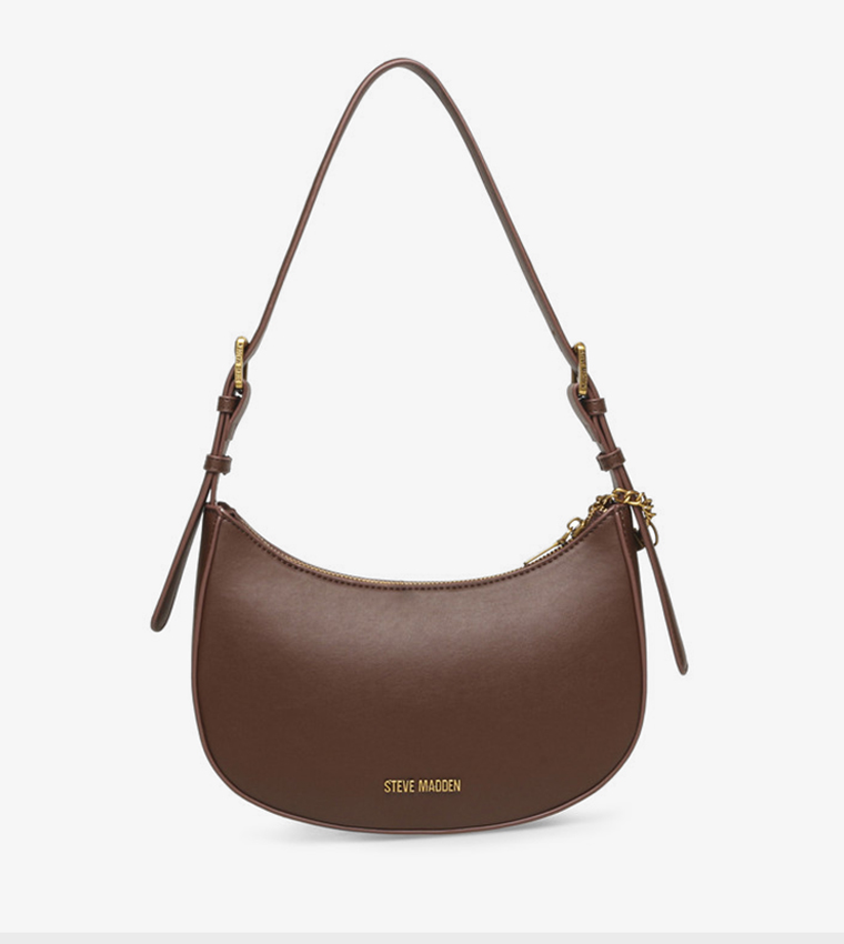 Solid Zippered Shoulder Bag