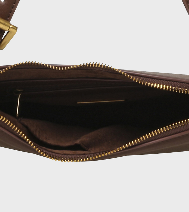 Solid Zippered Shoulder Bag