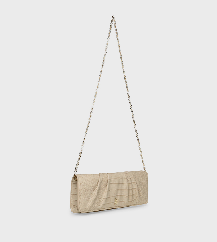 BAZALEA Croc Textured Clutch Bag