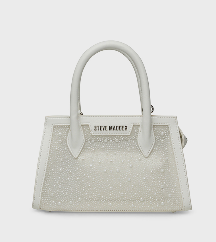BPEACHY Pearl Embellished Satchel Bag
