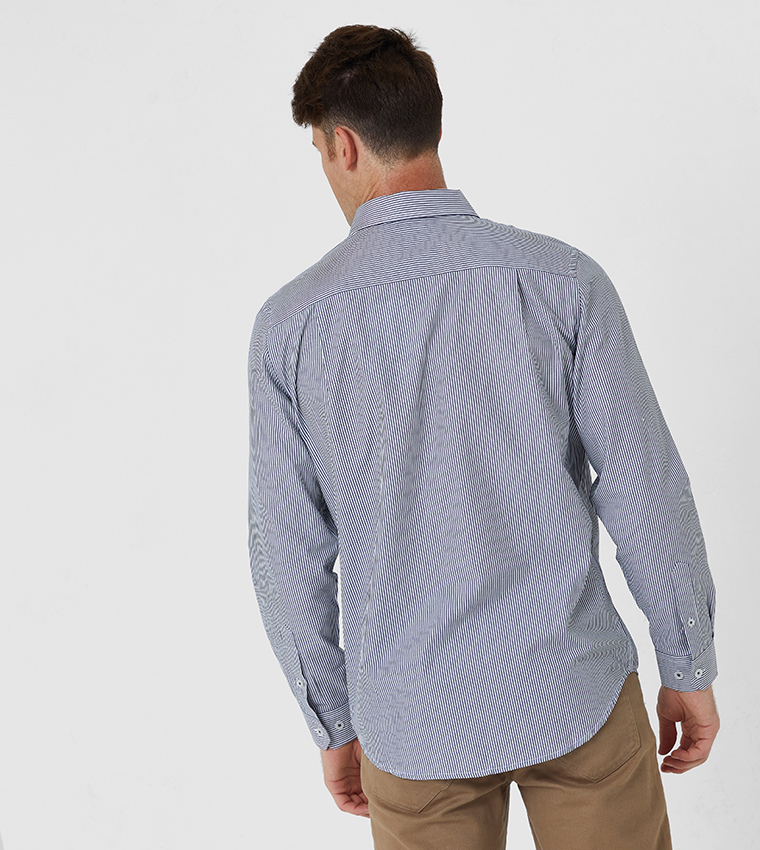 Long Sleeve Classic Collar Classic Pin Stripe Poplin Shirt 