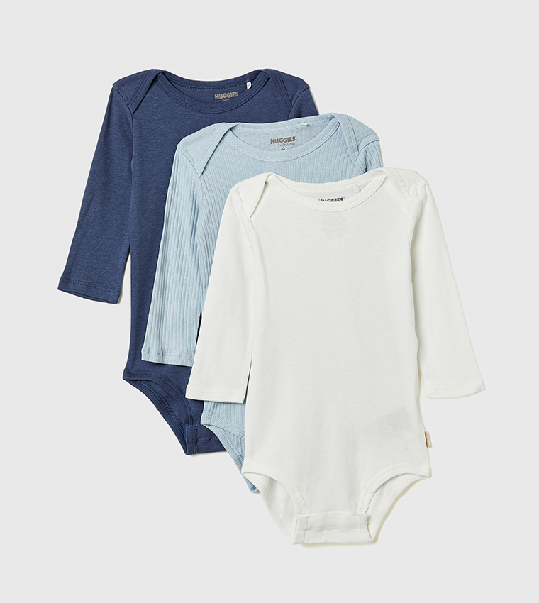 Pack of 3 Solid Long Sleeves Bodysuits