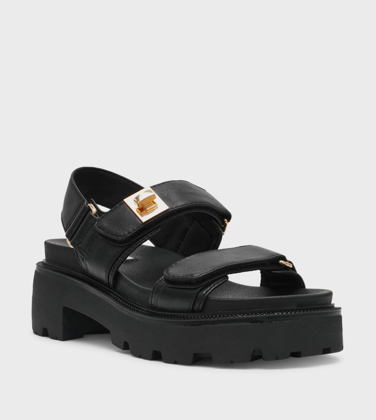 SUPERMONA Velcro Closure Platform Sandals