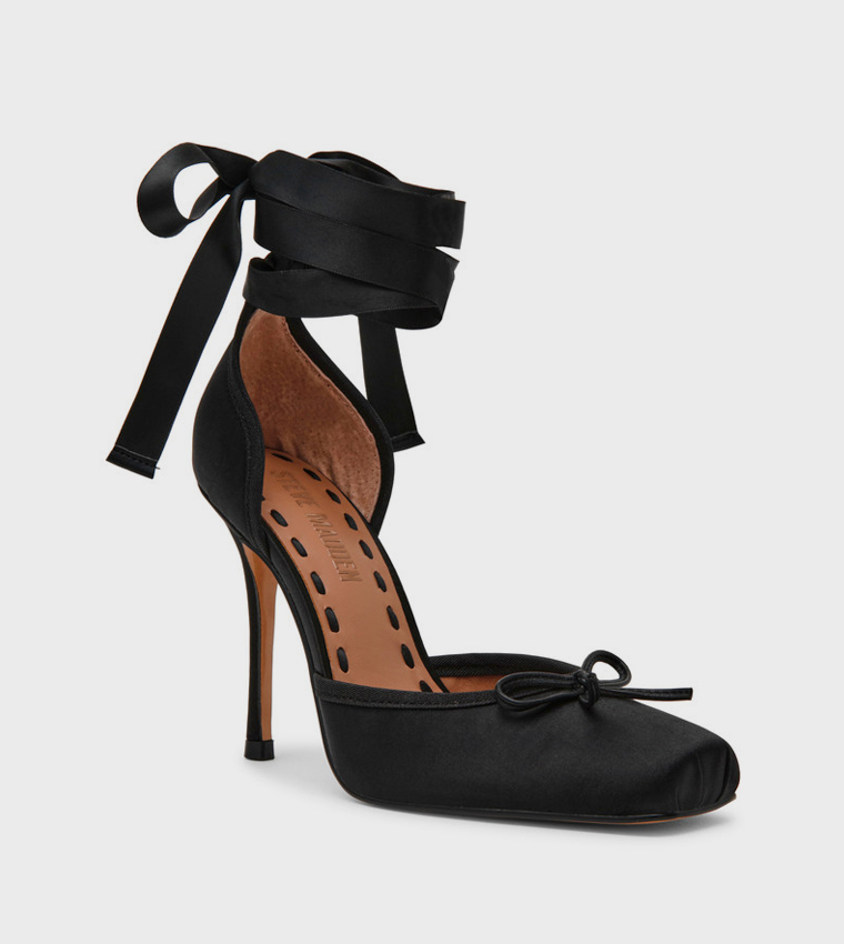 LARINA Bow Detail Ankle Tie-Up Heeled Sandals