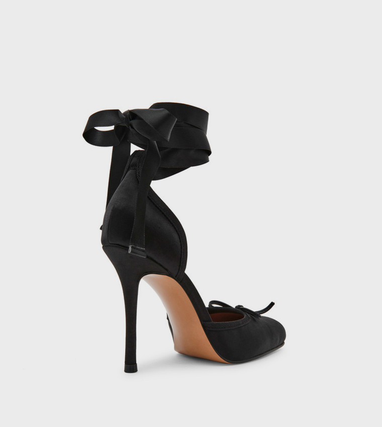 LARINA Bow Detail Ankle Tie-Up Heeled Sandals