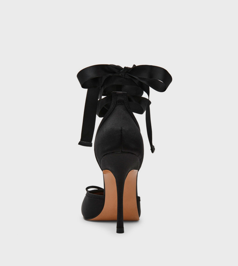 LARINA Bow Detail Ankle Tie-Up Heeled Sandals