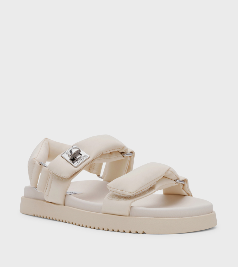 ستيف مادن  الصنادل المسطحة - كريمي  Flat Sandals