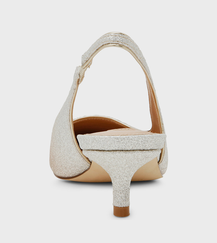 حذاء كعب بمقدمة مدببة وحزام خلفي 