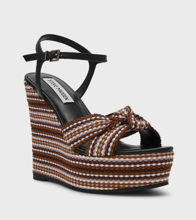 AZTEC Patterned Ankle Strap Wedge Sandals