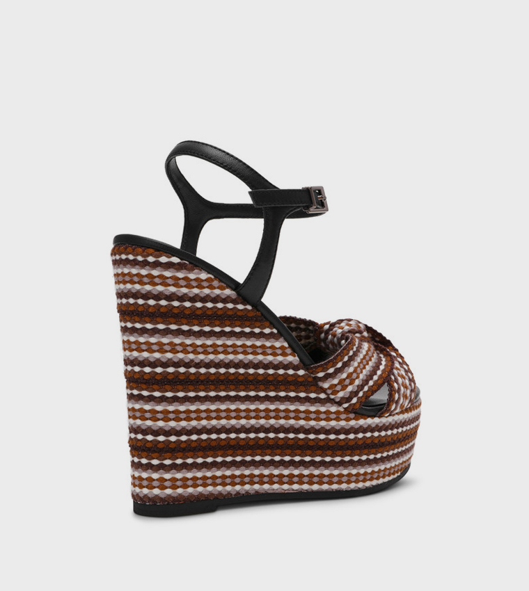 AZTEC Patterned Ankle Strap Wedge Sandals