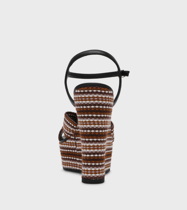 AZTEC Patterned Ankle Strap Wedge Sandals