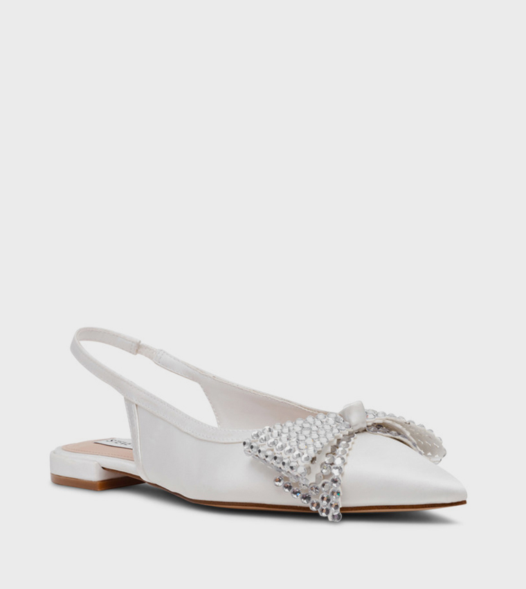 SARAPHINA Embellished Bow Slingback Flat Sandals