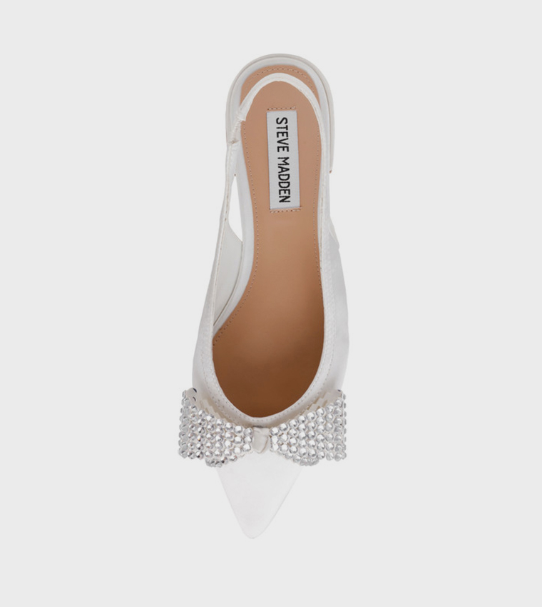 SARAPHINA Embellished Bow Slingback Flat Sandals