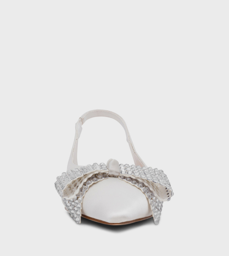 SARAPHINA Embellished Bow Slingback Flat Sandals