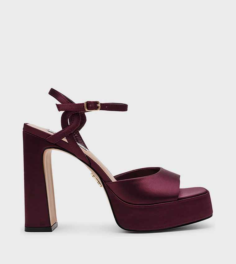 MILIANA Solid Ankle Strap Heeled Sandals