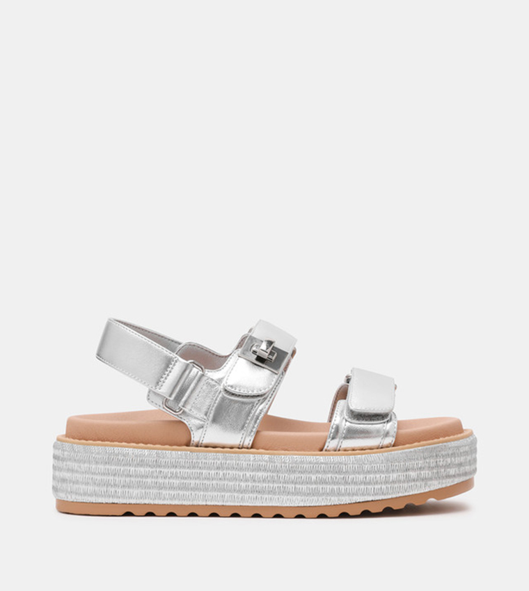 BIGMONA Textured Slingback Flatform Sandals
