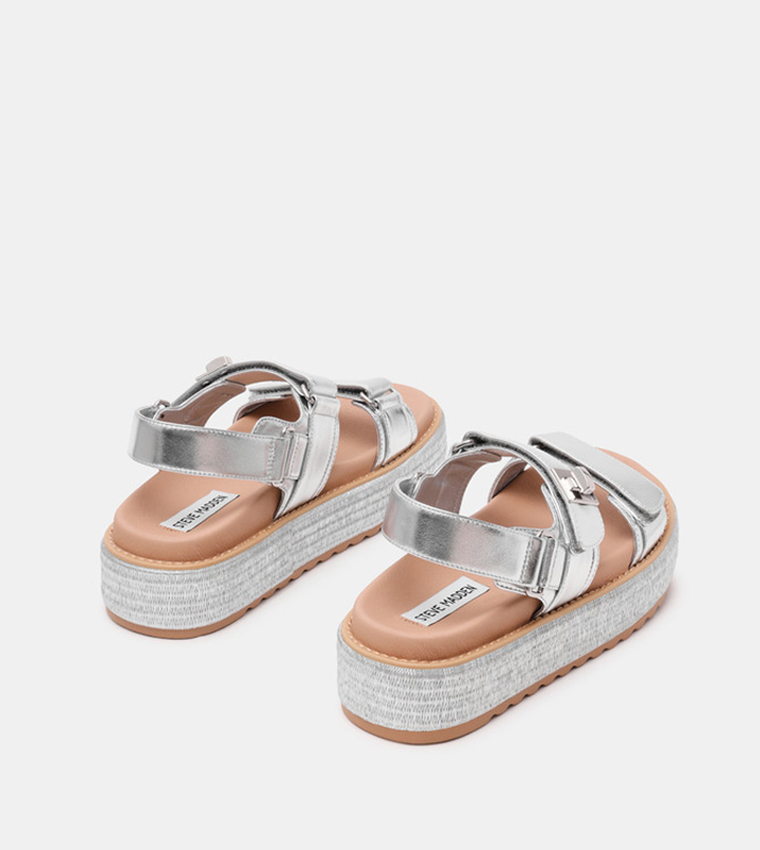 BIGMONA Textured Slingback Flatform Sandals