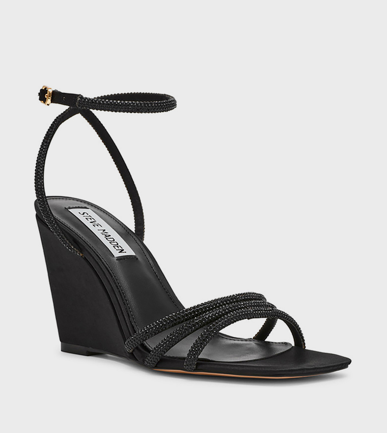 AUBRI Embellished Ankle Strap Wedges