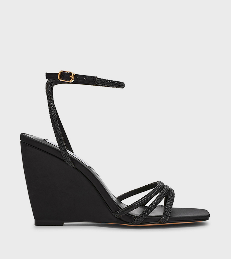 AUBRI Embellished Ankle Strap Wedges