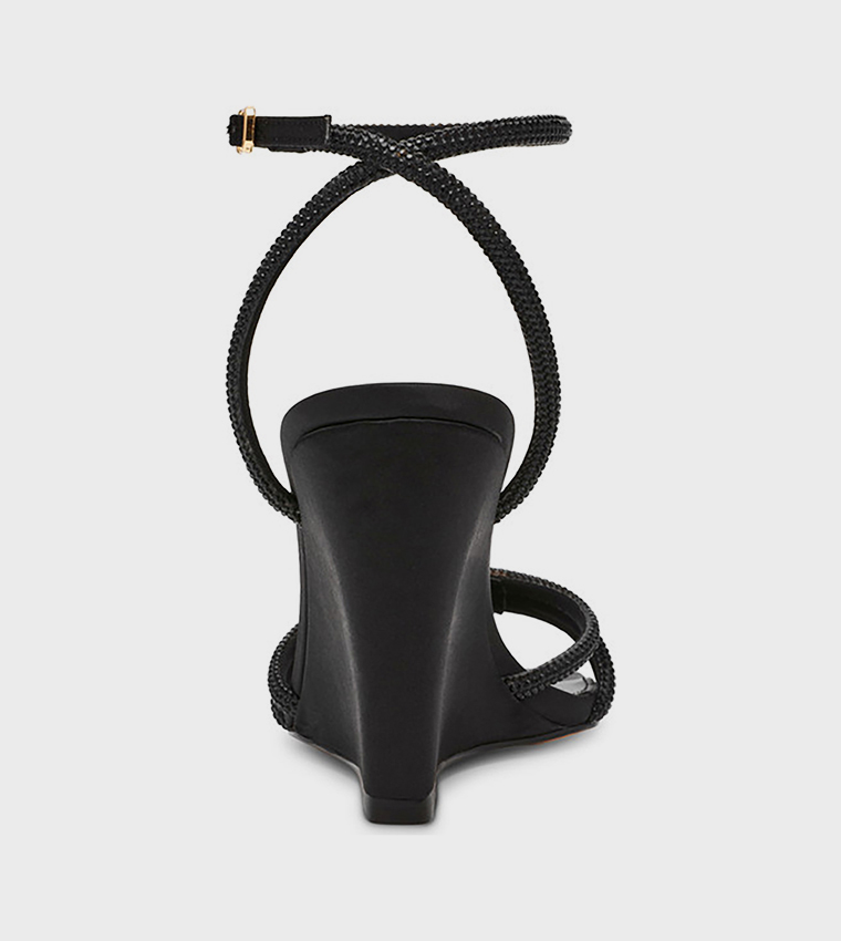 AUBRI Embellished Ankle Strap Wedges