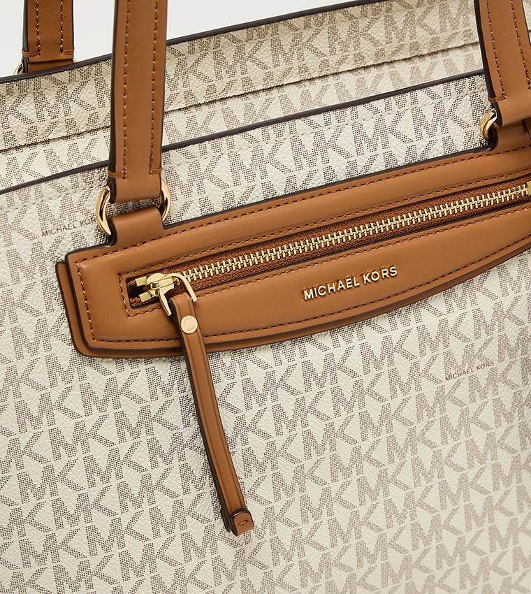 Monogram Patterned Zip Tote Bag