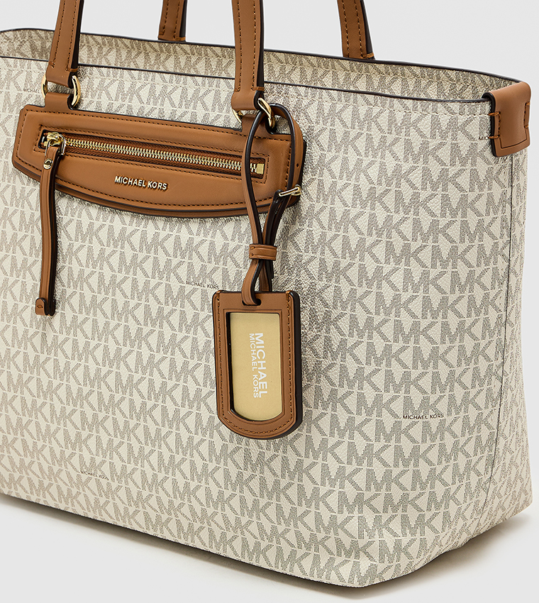 Monogram Patterned Zip Tote Bag