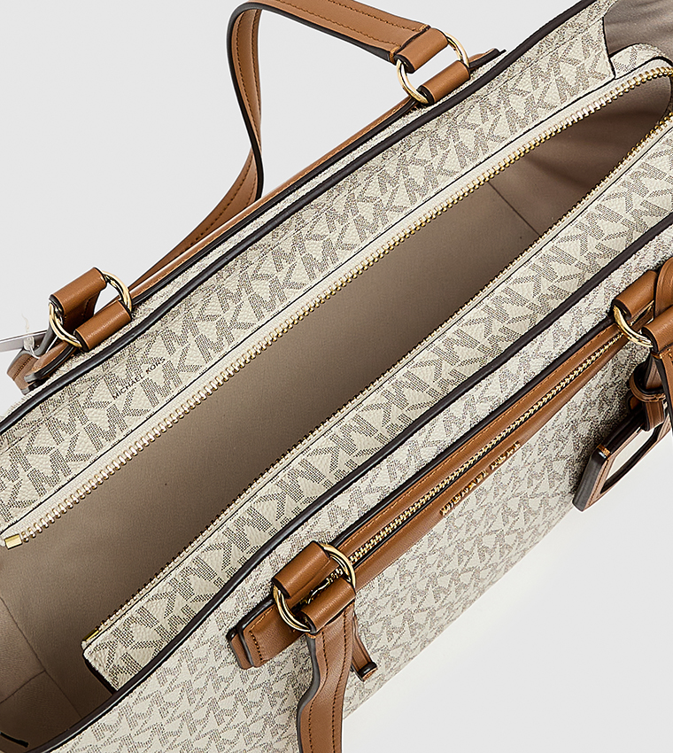 Monogram Patterned Zip Tote Bag