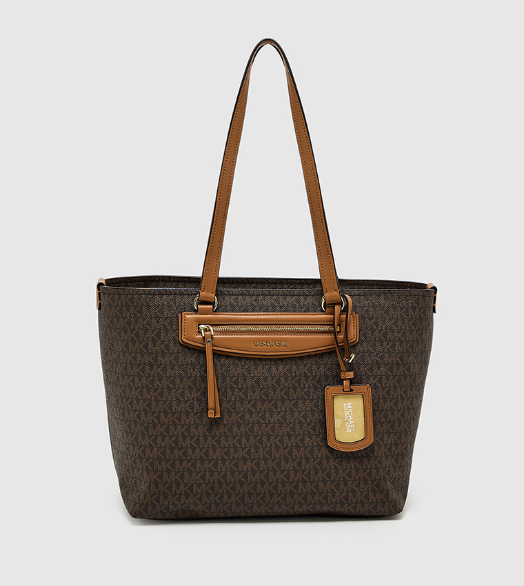 Monogram Patterned Zip Tote Bag