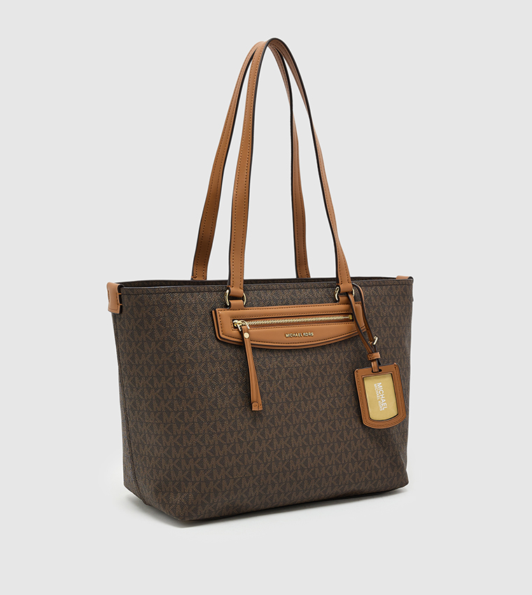Monogram Patterned Zip Tote Bag