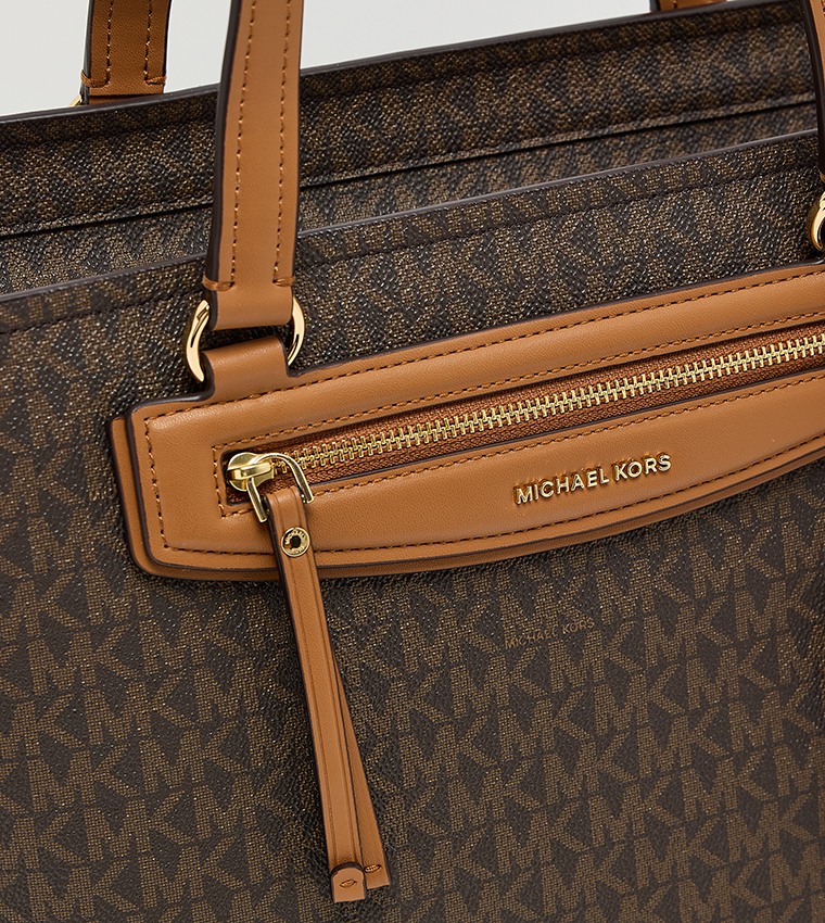 Monogram Patterned Zip Tote Bag