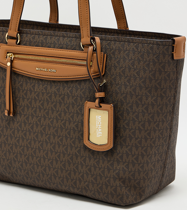 Monogram Patterned Zip Tote Bag
