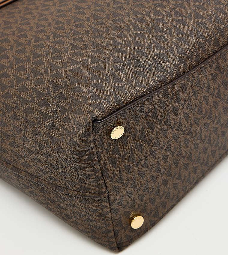 Monogram Patterned Zip Tote Bag