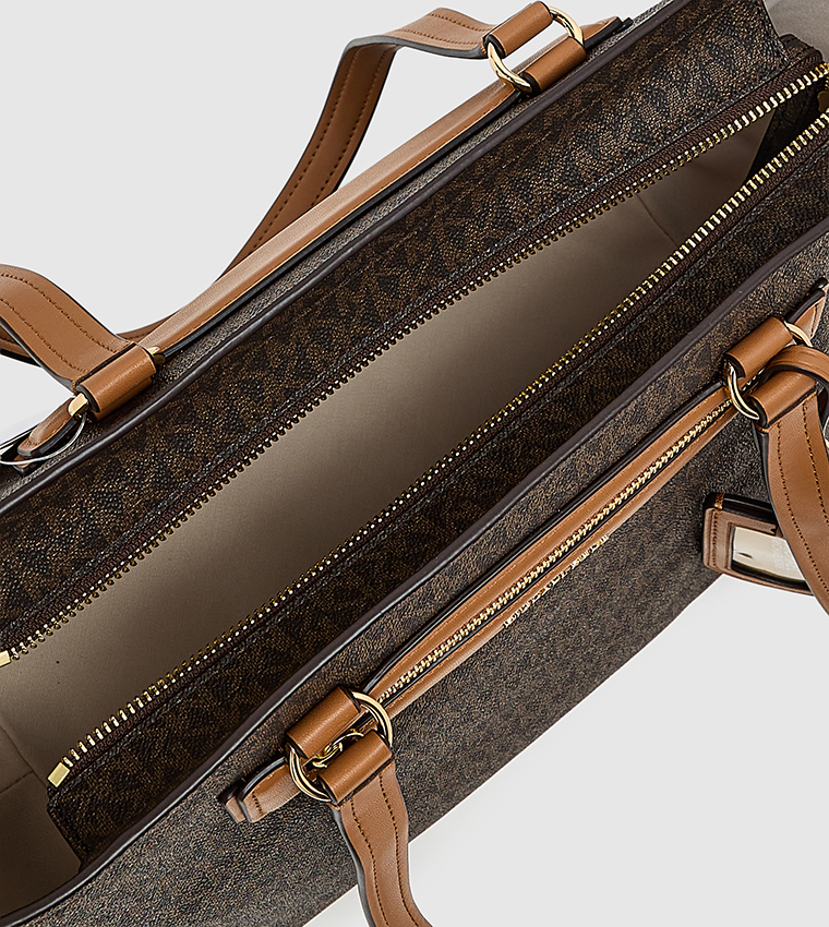 Monogram Patterned Zip Tote Bag