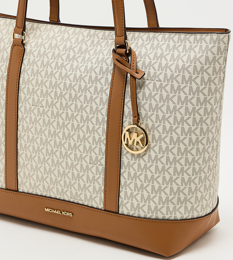 Monogram Patterned Zip Tote Bag